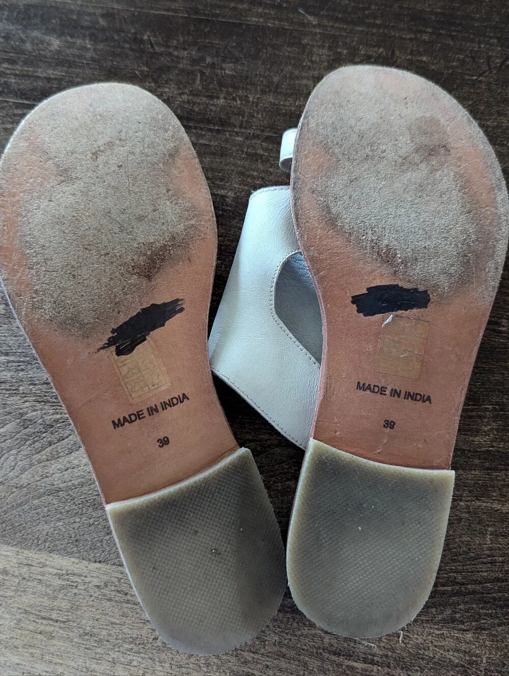 Free People Leather Slides Sandals Women's 39 Boho Minimal